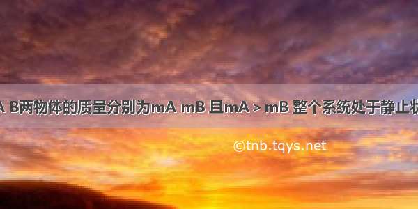 如图9所示 A B两物体的质量分别为mA mB 且mA＞mB 整个系统处于静止状态．滑轮的