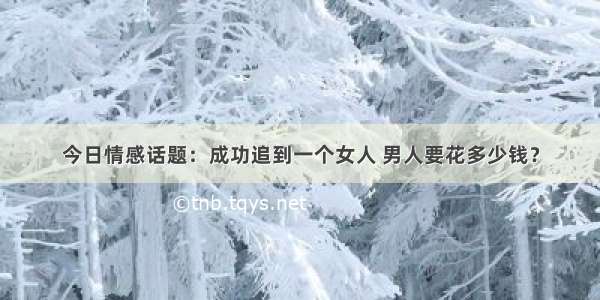 今日情感话题：成功追到一个女人 男人要花多少钱？