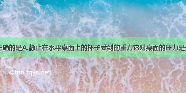 下列说法中正确的是A.静止在水平桌面上的杯子受到的重力它对桌面的压力是一对平衡力B.