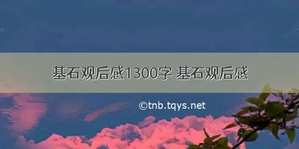 基石观后感1300字 基石观后感