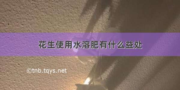 花生使用水溶肥有什么益处