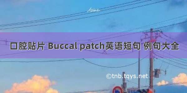 口腔贴片 Buccal patch英语短句 例句大全