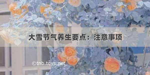 大雪节气养生要点：注意事项