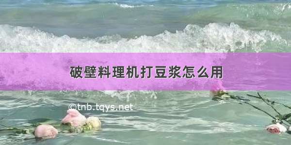 破壁料理机打豆浆怎么用