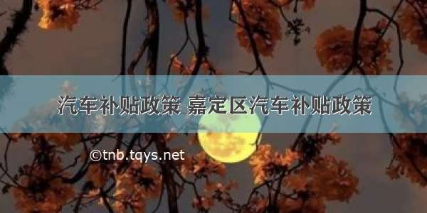 汽车补贴政策 嘉定区汽车补贴政策