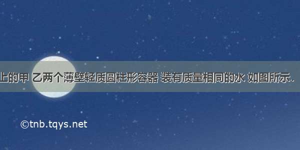 水平桌面上的甲 乙两个薄壁轻质圆柱形容器 装有质量相同的水 如图所示．水对甲 乙