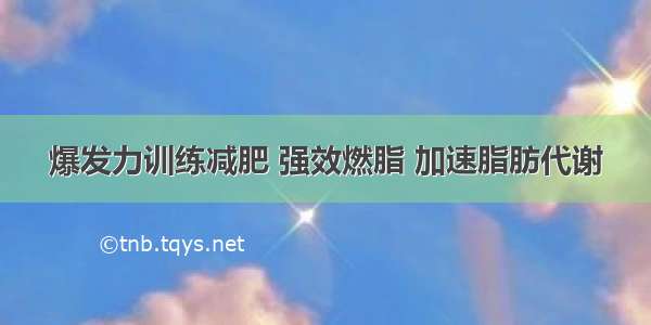 爆发力训练减肥 强效燃脂 加速脂肪代谢