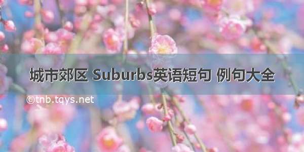 城市郊区 Suburbs英语短句 例句大全