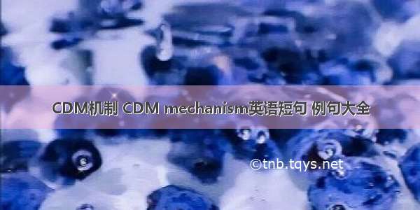CDM机制 CDM mechanism英语短句 例句大全