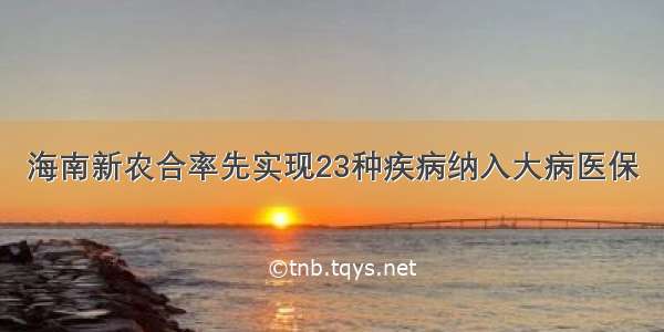 海南新农合率先实现23种疾病纳入大病医保