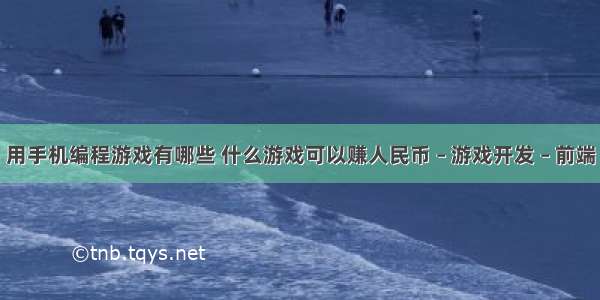 用手机编程游戏有哪些 什么游戏可以赚人民币 – 游戏开发 – 前端