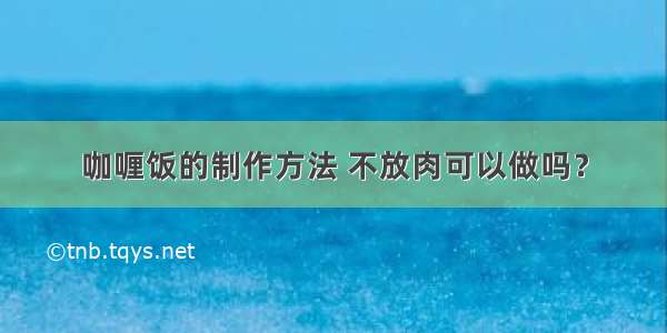 咖喱饭的制作方法 不放肉可以做吗？