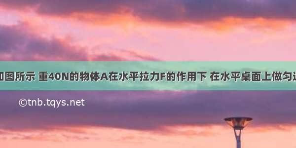 填空题如图所示 重40N的物体A在水平拉力F的作用下 在水平桌面上做匀速直线运