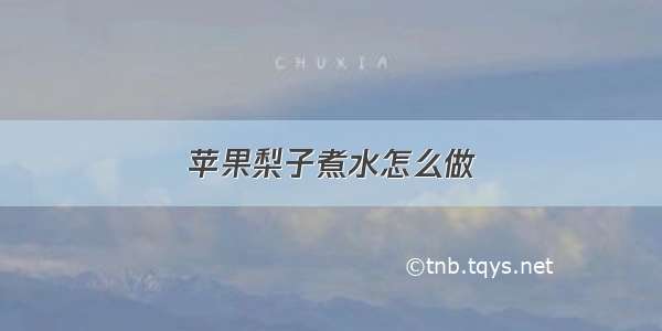 苹果梨子煮水怎么做