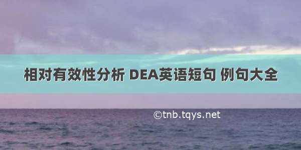 相对有效性分析 DEA英语短句 例句大全