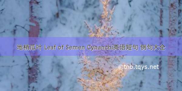 地梢瓜叶 Leaf of Semen Cynanchi英语短句 例句大全