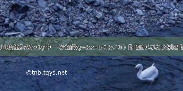 如图 在平面直角坐标系xOy中 一次函数y=kx+b（k≠0）的图象与反比例函的图象交于第