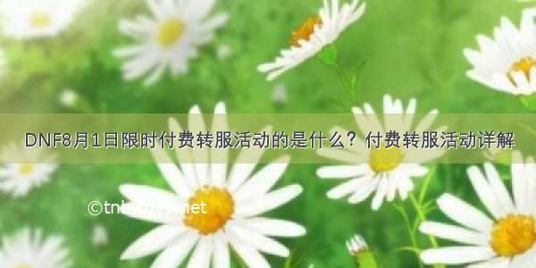 DNF8月1日限时付费转服活动的是什么？付费转服活动详解