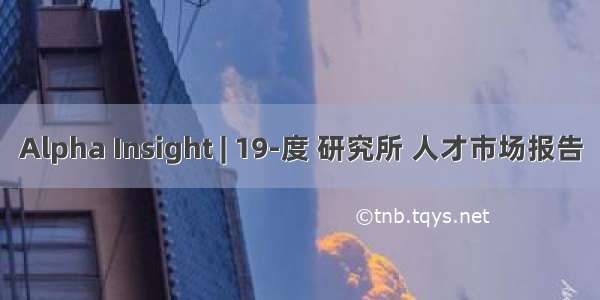 Alpha Insight | 19-度 研究所 人才市场报告