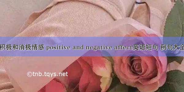 积极和消极情感 positive and negative affect英语短句 例句大全