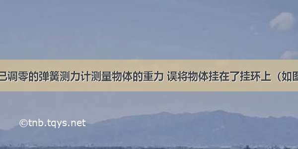 小亮同学用已调零的弹簧测力计测量物体的重力 误将物体挂在了挂环上（如图所示）当物