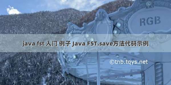 java fst 入门 例子 Java FST.save方法代码示例