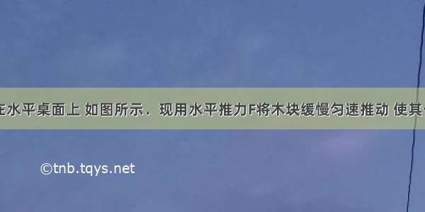 一木块放在水平桌面上 如图所示．现用水平推力F将木块缓慢匀速推动 使其一部分露出