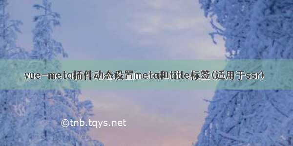 vue-meta插件动态设置meta和title标签(适用于ssr)