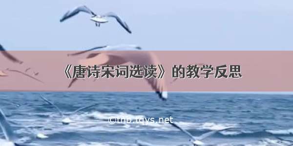 《唐诗宋词选读》的教学反思