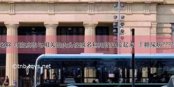 将下列疾病名称 可能病因与相关的内分泌腺名称用线连接起来．①糖尿病???????A甲状腺