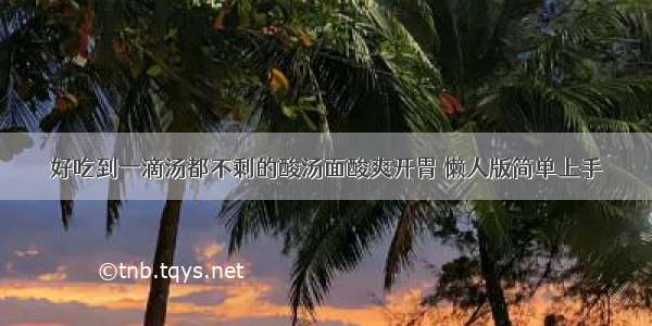 好吃到一滴汤都不剩的酸汤面酸爽开胃 懒人版简单上手