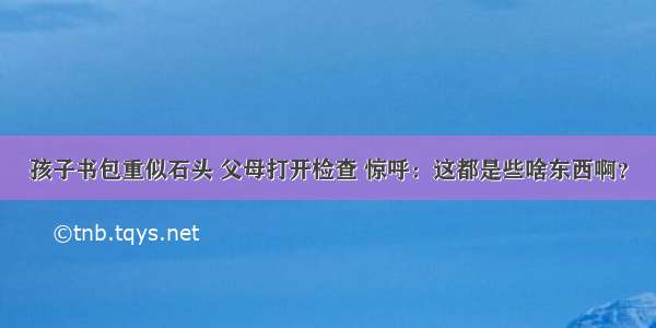 孩子书包重似石头 父母打开检查 惊呼：这都是些啥东西啊？