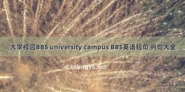 大学校园BBS university campus BBS英语短句 例句大全