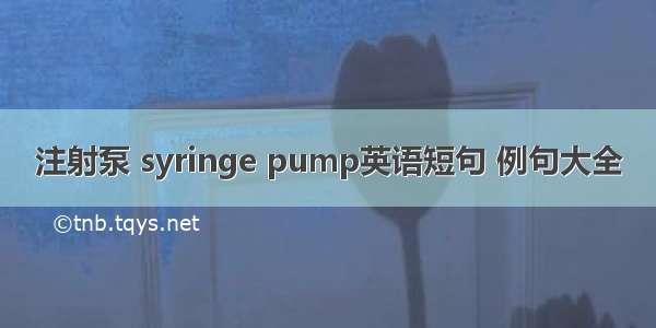 注射泵 syringe pump英语短句 例句大全