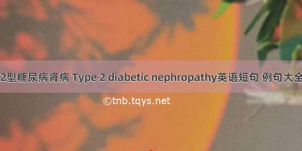 2型糖尿病肾病 Type 2 diabetic nephropathy英语短句 例句大全