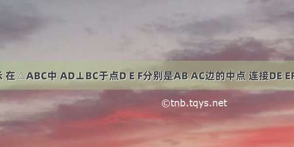 如图所示 在△ABC中 AD⊥BC于点D E F分别是AB AC边的中点 连接DE EF FD 当△