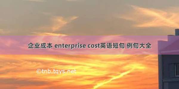 企业成本 enterprise cost英语短句 例句大全