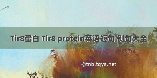 Tir8蛋白 Tir8 protein英语短句 例句大全