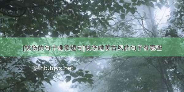 [忧伤的句子唯美短句]忧伤唯美古风的句子有哪些