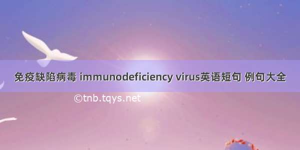 免疫缺陷病毒 immunodeficiency virus英语短句 例句大全