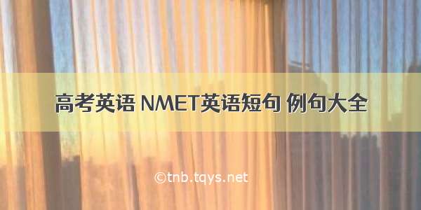 高考英语 NMET英语短句 例句大全