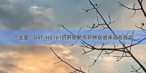 广生堂：GST-HG161抗肝癌靶向药物获临床试验批文