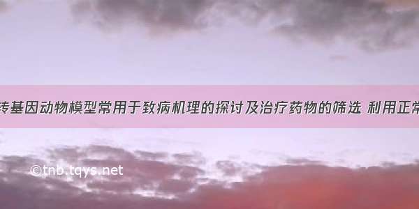 人类疾病的转基因动物模型常用于致病机理的探讨及治疗药物的筛选 利用正常大鼠制备遗