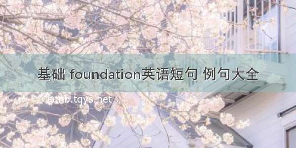 基础 foundation英语短句 例句大全