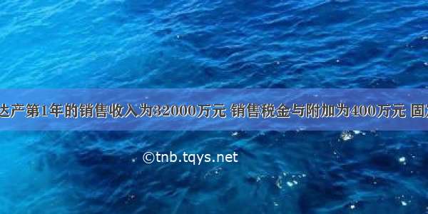 假设某项目达产第1年的销售收入为32000万元 销售税金与附加为400万元 固定成本为105