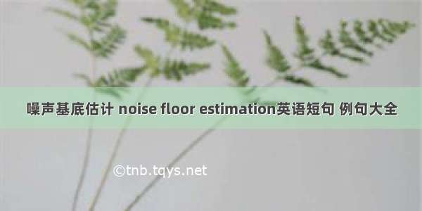 噪声基底估计 noise floor estimation英语短句 例句大全