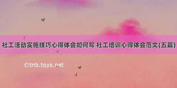 社工活动实施技巧心得体会如何写 社工培训心得体会范文(五篇)