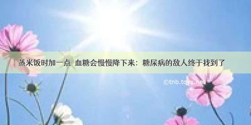 蒸米饭时加一点  血糖会慢慢降下来：糖尿病的敌人终于找到了