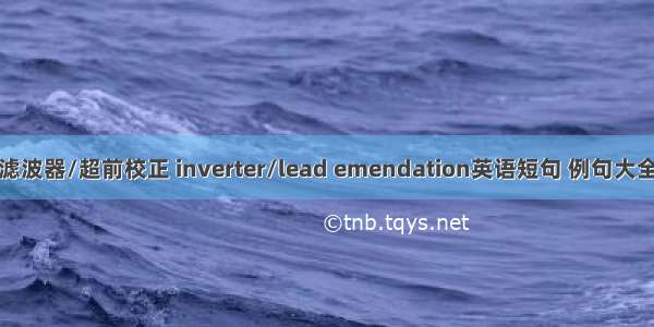 滤波器/超前校正 inverter/lead emendation英语短句 例句大全