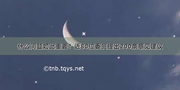 什么问题如此重要？近80位委员提出200条意见建议